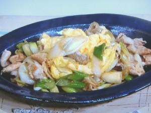 豚たまのねぎしょうが炒め