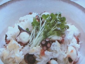 たこと梅干しの炊き込み