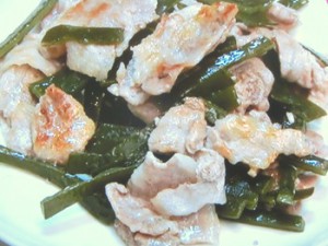 昆布と豚バラの炒めもの