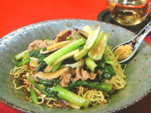 豚肉と小松菜のあんかけ焼きそば