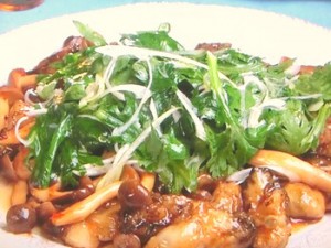 かきの中華炒め 春菊ごま油がけ