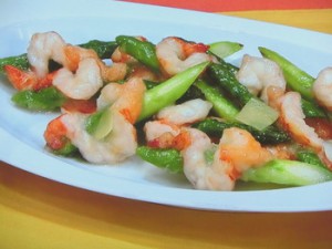 エビとアスパラの塩炒め