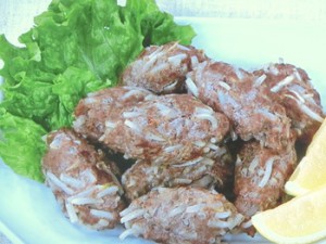 もやしとひき肉の握り揚げ