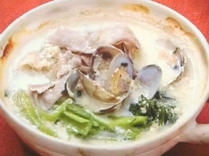豚肉とあさりの豆乳鍋