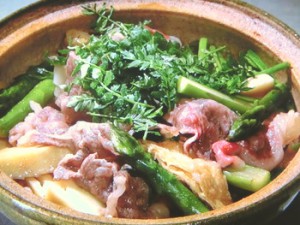 アスパラ牛鍋