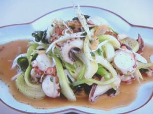 たことチンゲン菜のにんにく風味