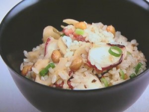 たこと大豆の混ぜご飯