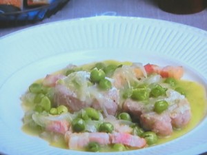 豚ヒレ肉とグリンピースの白ワイン煮