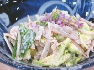 豚肉と春野菜のみそマヨあえ