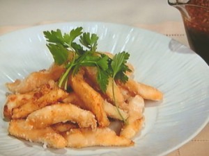 スティック鶏竜田甘ねぎ梅肉ソース