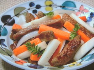 棒切り牛と春野菜の甘酢漬け