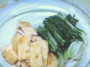 油揚げとミズナのおひたし