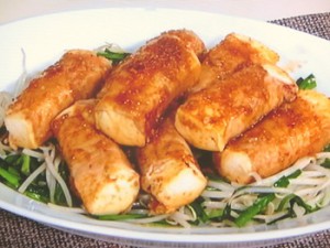 肉巻き豆腐のしょうが焼き