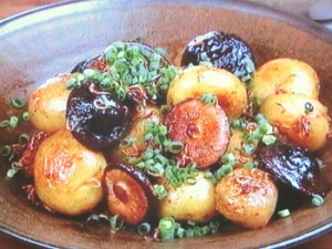 新じゃがと干し椎茸のバターじょうゆ炒め