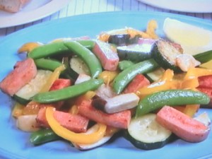 ランチョンミートと野菜の蒸し炒め