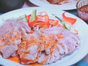 ゆで豚の辛みだれ