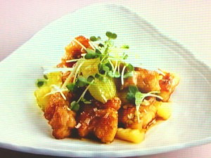 鶏とセロリのピリ辛