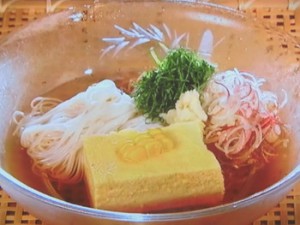 コーン卵豆腐とそうめんの冷やし鉢