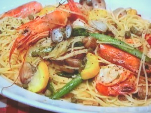 海老とあさりのオイルパスタ