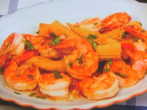エビとヤングコーンの焦がしバターソテー