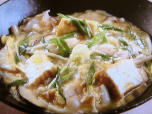 厚揚げと豚肉の卵とじ