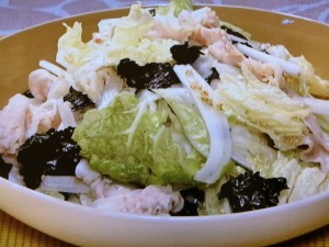 白菜と豚しゃぶののりサラダ