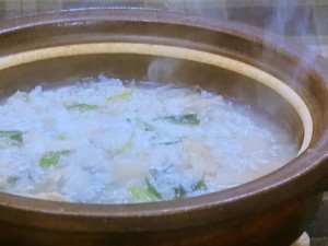 帆立て缶とかぶの雑炊