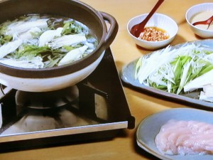 ささ身とねぎのしゃぶしゃぶ