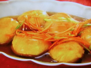 シイタケのジャガづめあんかけ