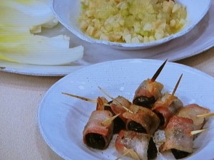 帆立のタルタル&プルーンのベーコン巻き