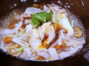 焼き餅のきのこあんかけ
