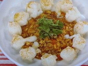 揚げ餅のキーマカレー
