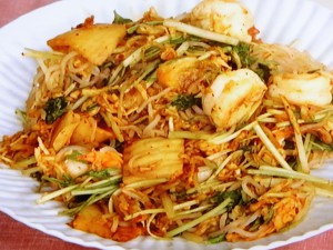 しらたきと切り干し大根のキムチ焼きそば