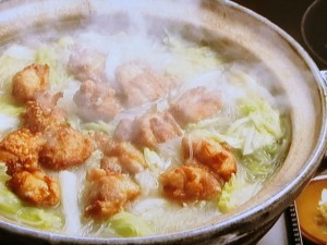 揚げ鶏と白菜の鍋