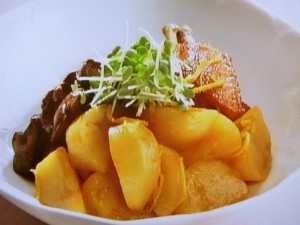 カブと鶏肝の煮込み