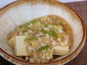 高野豆腐の豚そぼろあんかけ