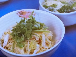 鶏ねぎあえめん&ほうれん草と卵のスープ