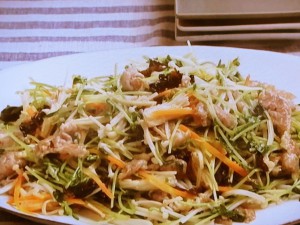 豚肉とえのき茸の五色炒め