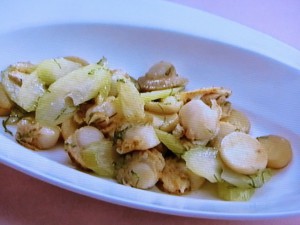 ベビーほたてとセロリのソテー