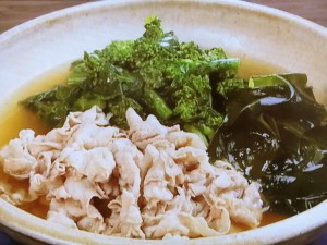 豚肉、わかめ、菜の花のさっと煮