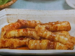 豆腐の豚バラ巻き
