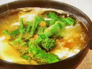 カニと菜の花のとろみ豆腐