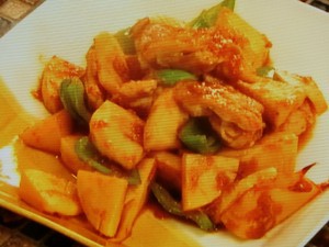 タケノコと鶏肉のショウガ炒め