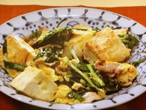 にらと豆腐の焼き炒め