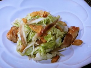 鶏のもも焼き塩もみみょうがのせ