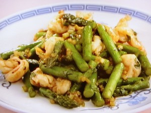 アスパラと海老のトウチー炒め