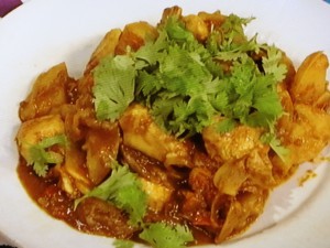 鶏じゃがパクチーのカレー蒸し煮