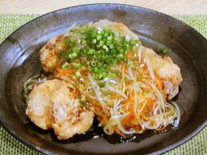 鶏からの昆布酢もやしソース