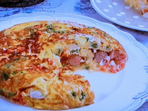 豆腐とソーセージのフライパンオムレツ