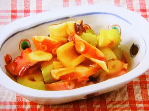 タコとセロリのねぎ油がけ